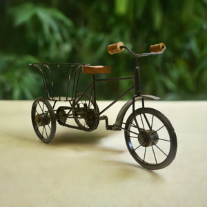 Cycle Rikshaw With Basket Decorative Showpiece - 20 cm  (Iron, Black) - Image 2