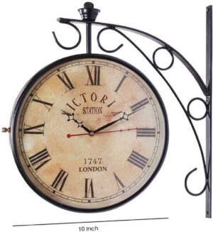 Victoria 12 Inch Double-Sided Retro Railway Wall Clock