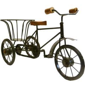 Cycle Rikshaw With Basket Decorative Showpiece - 20 cm  (Iron, Black)